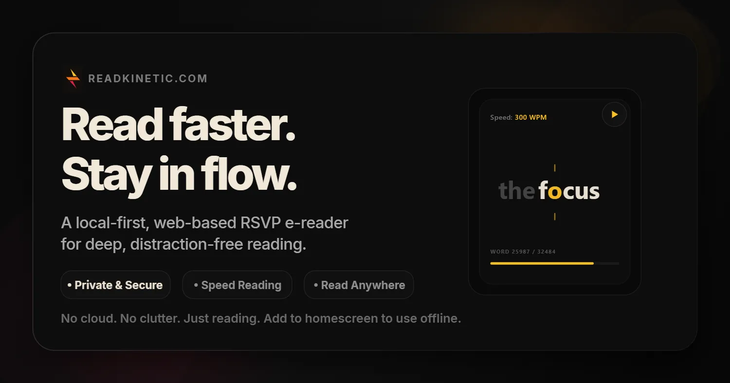 ReadKinetic — read faster with RSVP speed reading